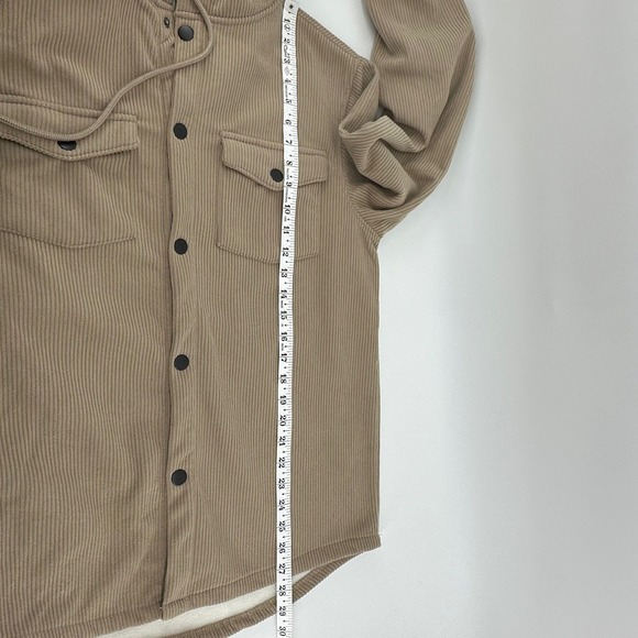 RGSTR Wide Wale Corduroy Hoodie Jacket Tan Button Front Fleece Lined Mens M - Picture 7 of 8